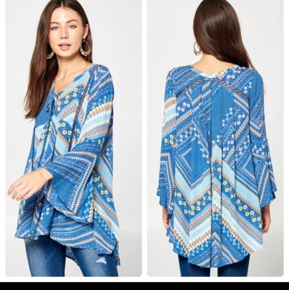 Blue Swing top with 3/4 sleeves